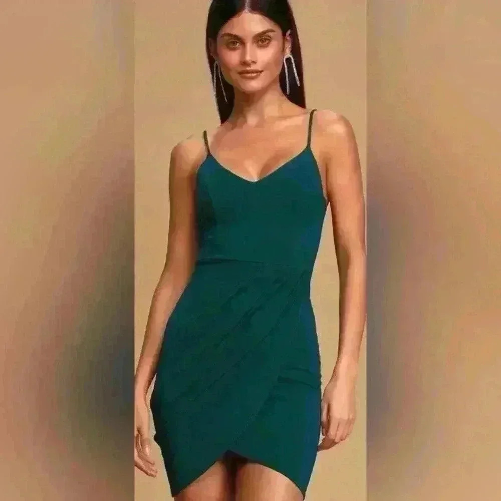 Lulus Forever Your Girl Bodycon Dress Teal Women's Medium